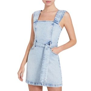 Alice + Olivia Jeans Gorgeous Belted Denim Apron Dress, size 6